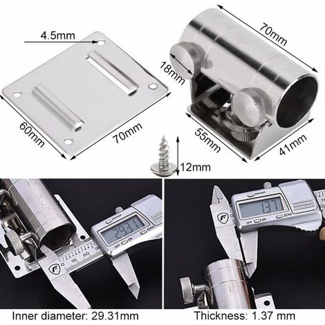 Set di 2 basi regolabili in acciaio inox per ombrellone, supporto per ombrellone da balcone, supporto per ombrellone da pesca con piastra di montaggio e viti. (1/3)