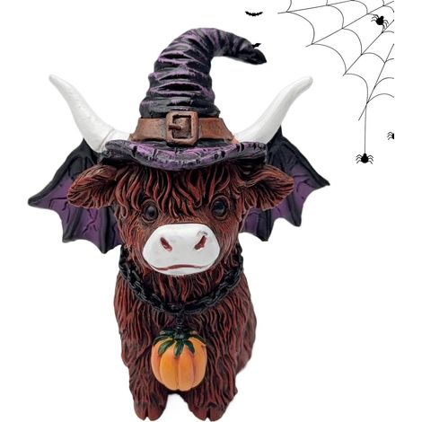 Décoration Vache Highland Figurine Sculpture Festive Plateau Étagé Bureau Décoration Halloween Vache Highland En Résine Pour Intérieur, Maison, Entrée, Ferme, Bureau, Plateau À Étages, Halloween (1/5)