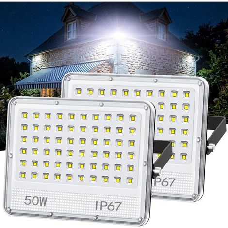 Projecteur Led 50W 5000Lm–2 Pièces Étanche Ip67 Spot Extérieur Led,Blanc Froid 6500K Éclairage De Sécurité,Angle Large 120°–[CA99] (1/5)