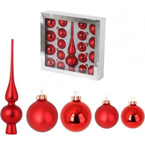 Kit de 19 Boules de Noel rouge (1/2)