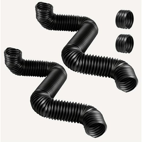 Set aus 2 Fallrohrverlängerungen aus Polyethylen mit Rundverbinder, 1,3 m flexiblem Abflussschlauch, für Haus und Garten