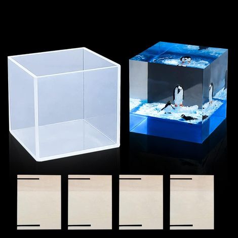 10.6cm Moule Silicone Cube Géométrique Moule Resine Epoxy Carre Grand et Profond Moulage Coulée pour Artisanale Décorations Savon Bougie (1/5)