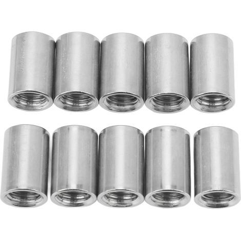 Runde Anschlussmutter M10x1,5 L20mm, Kupplungsmuttern aus Edelstahl mit Innengewinde, Gewindestangensatz, 10 Stück (1/5)