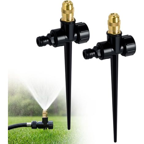 Set of 2 Metal Lawn Sprinklers Automatic Sprinklers  Adjustable Brass Garden Watering Nozzle with Stake Base for Lawns Flowers Vegetables (1/5)