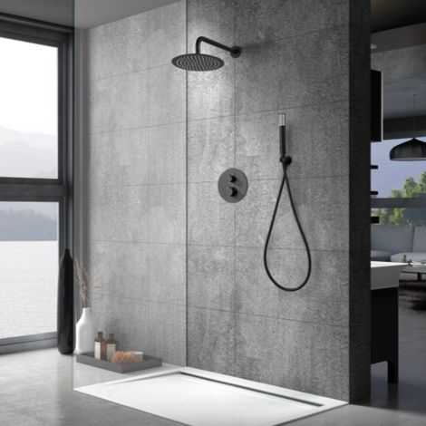 Imex -  Columna Ducha Empotrada Termostatica Negro Serie  Génova (1/5)