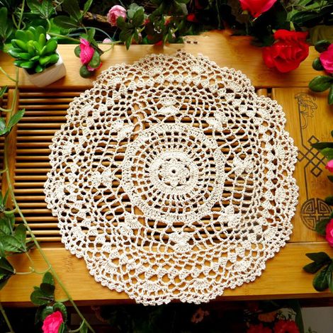 Dentelle Crochet - Sous-Plat Ronde en Coton - Décor Table Maison - 30 cm - Lot de 1 (1/5)