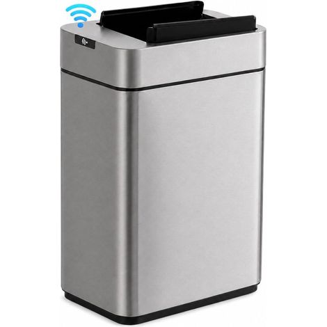 Poubelle à Capteur 9 L, Inox Argenté, Couvercle Automatique