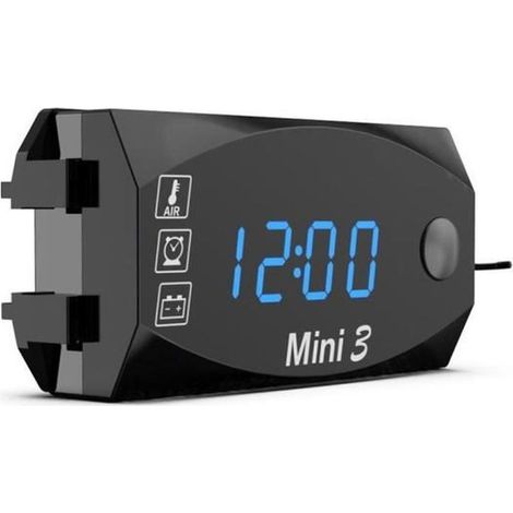 1 unità Indicatore livello carburante moto, voltmetro e termometro elettronico 3 in 1, impermeabile IP67, display blu, per moto e scooter (1/5)