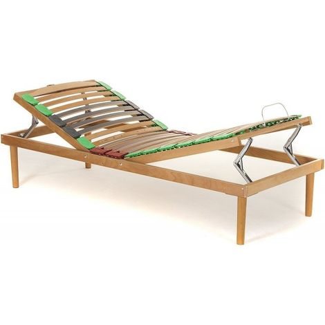 Materassimemory.eu Rete Singola in legno di faggio Alzata Manuale Testa Piedi mis. 80x190 doghe ammortizzate e basculanti