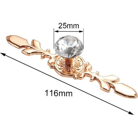 Bouton de Porte Diamant 6 Pièces Boutons de Porte en Cristal Doré Bouton de Meuble Poignee de Meuble Diamant Boutons en Cristal de Diamant pour Déco (1/3)