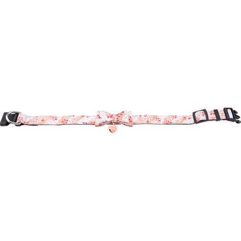 Collier Pour Chien - Imprimé Floral Avec Nœud Papillon Et Clochette - Accessoire Doux Et Résistant - Taille Moyenne (1/5)