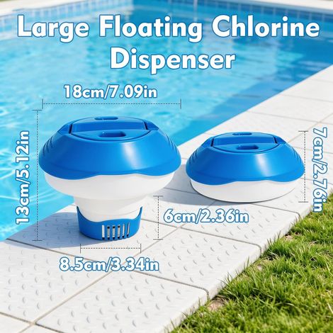 KGC Flotteur de Piscine Chlore, 7 Pouces Flotteur Piscine Distributeur Flottant pour comprimés de Chlore et de Brome 200 g, Convient aux piscines, spas et fontaines (1/4)