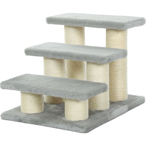 Escalier pour chien, 3 marches, 34 cm de hauteur, pour chats et chiens, aide à l'accès au lit, canapé, divan, gris (1/5)