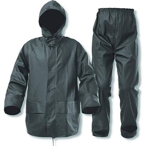 Combinaisons de Pluie HommesFemmes Impermables Durables Veste et Pantalon Capuche Cache XXL couleurs multiples Largeight (1/4)