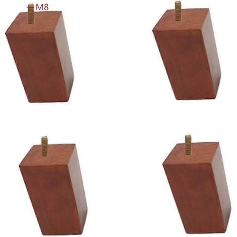 4er-Set Massivholz-Möbelbeine, quadratische Sofafüße aus Holz, Ersatzfüße für Schränke, TV-Tische, Stühle, Hocker, Kommoden, Betten, 5 cm (2 Zoll), braun