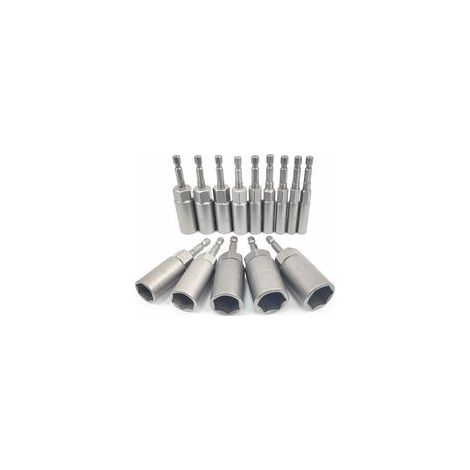 Juego de 14 piezas de vasos de gran profundidad, adaptador hexagonal de 619 mm, profundidad de corte de 34 mm, vaso hexagonal para tuercas de destornillador y taladros manuales, vaso para destornillad
