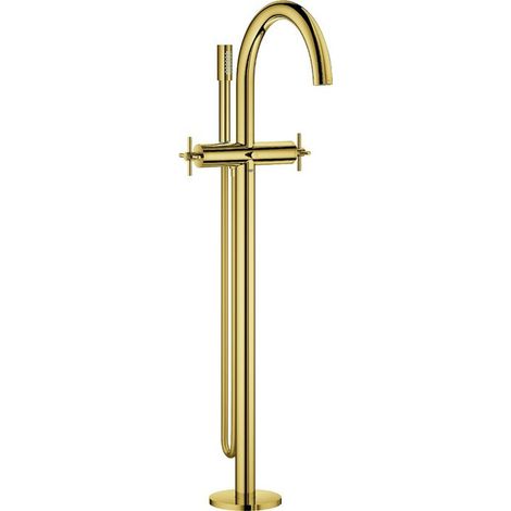 Mezclador de pared para baño Atrio 25044 FMS manija en cruz de suelo. Oro brillante