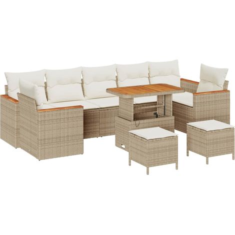Maison Exclusive - Gartensofa-set mit Kissen 10 pcs Beige Poly Ra
