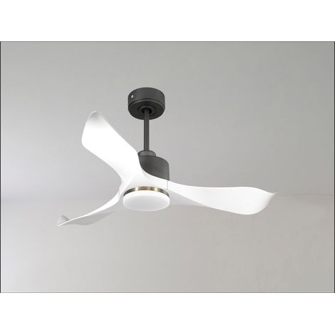 Modulo Regular Ring - Super destratificateur et ventilateur DC 132 cm Gris basalte pales bois blanc sans Lumière 25 à 40 m² (1/5)
