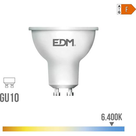 Ampolla LED Dicroica Gu10 10 W 932 Lm 6400 K Luce Fredda 120° ø5 X 6,4 Cm