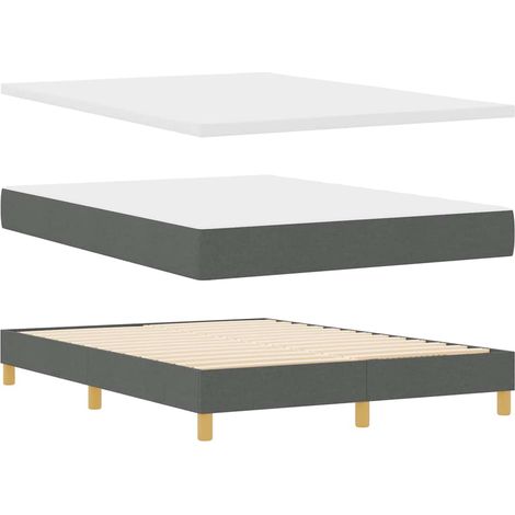 Box Spring Bed with Mattress Dark grey 140 x 200 cm Fabric vidaXL