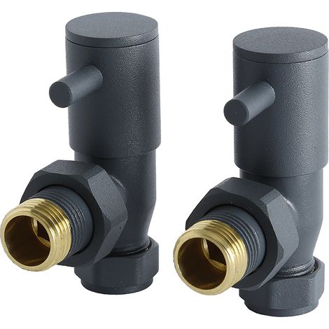 Milano Angled Heated Towel Rail Radiator Valves Pair - Anthracite (1/4)
