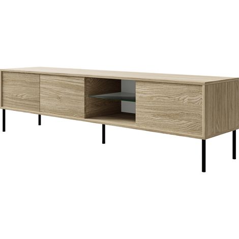 Selsey MODITY – Meuble TV 3 portes avec LED – couleur chêne – 175 cm (1/5)