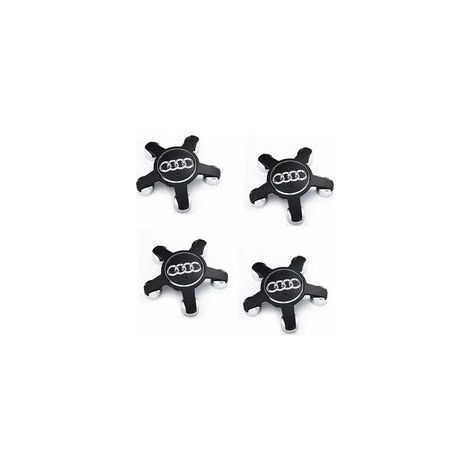 Jeu De 4 Caches-Moyeux 4f0601165 N Roue Emblème, Pour Enjoliveurs De 135 Mm Pour Audi (Noir) (1/5)