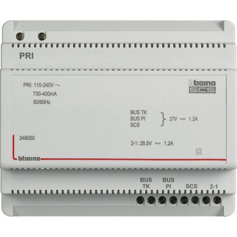 Bticino – Alimentation pour tableau électrique 110-240V – Sortie 27V 1,2A – 6 modules DIN – Protection contre surcharges et courts-circuits (1/10)