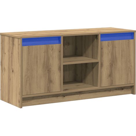 TV Cabinet with LED Lights in Artisan Oak, 100x34x50 cm, Made from Engineered Wood. vidaXL (1/5)