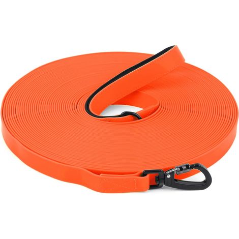 Longe pour Chien, 10M Laisse de Dressage étanches pour Chiens, Laisse pour Chien avec Mousqueton Verrouillable, Longe Robuste pour Petits, Moyens et Grands Chiens, Orange (1/5)