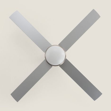 Ventilador de Techo con luz Silencioso DC aspas de madera Navy Evo Plateado Mando a Distancia Grande (más de 20 m²) 132 cm Níquel