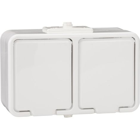 Prise double 2P+T saillie IP44 16A blanc CEDAR Schneider