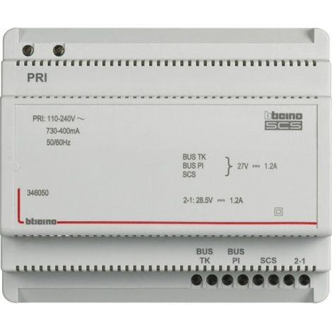 Bticino 346050 Bticino MyHome Bus Power Supply and Video Adapter for Door Phones, 110–240 V, 27 V BUS Output