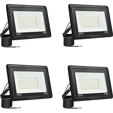 4 Pièces Projecteur Led Extérieur 50W, Spot Led Exterieur 5000LM 6000K Blanc Froid IP66 ImperméAble Projecteur Exterieur Pour Jardin Garage Patio Grange Cour