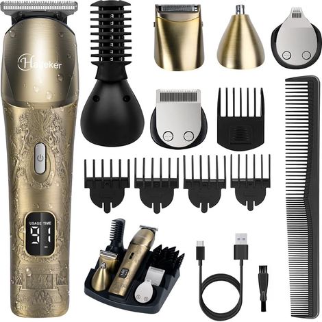 Tondeuse Professionnelle à Cheveux et Barbe Électrique Rasoir de Précision Tondeuse pour Poil de Nez et Longs Étanche 6 en 1 (1/5)