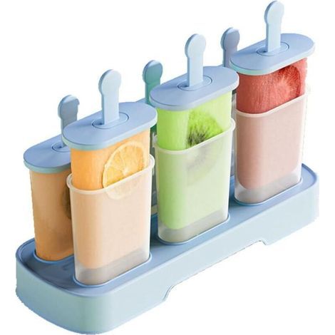 Set mit 6 BPA-freien Eisformen, leicht zu entformen, für hausgemachtes Eis (blau) (1/5)