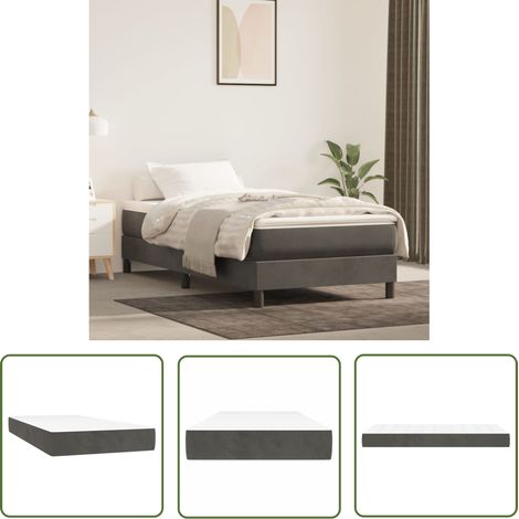 The Living Store Matelas de lit à ressorts ensachés Gris foncé 100x200x20 cm - Matelas À Ressorts Ensachés - Matelas Moelleux - Matelas Support Moyen - Matelas Double - Literie (1/5)
