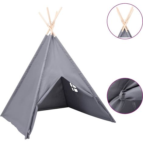 Tente tipi d'enfants avec sac Peau de pêche Gris 120x120x150 cm