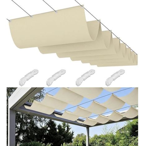 Voile d'hiver rétractable, rectangulaire, étanche, protection UV, 2 x 2 m, blanc crème (1/5)
