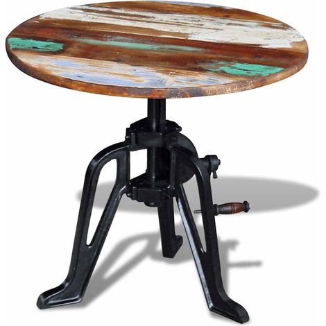 vidaXL Table auxiliaire Bois de récupération massif Fonte 60x(42-63)cm (1/5)