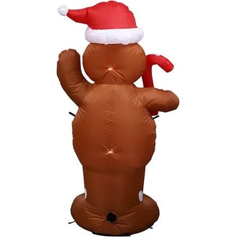 Décoration de Noël pour jardin : Bonhomme en pain d'épice gonflable de 1,5 m, représentant un bonhomme de neige âgé (conformément à la réglementation australienne). (1/3)
