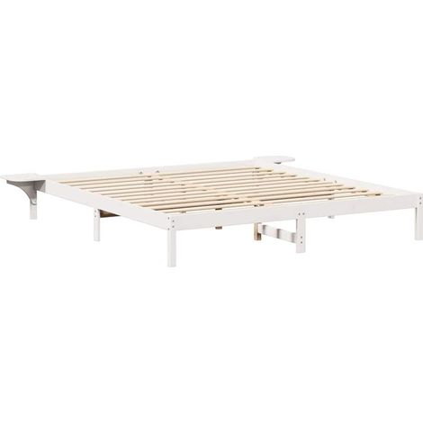 Lit double,Lit adulte,Cadre de lit avec tables de chevet Blanc 200 x 200 cm Blanc CFW8395520 (1/5)