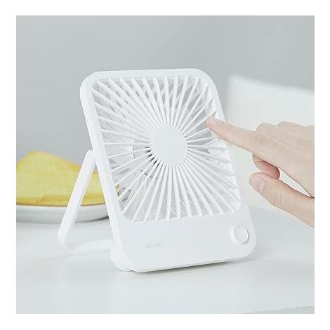 Weißer Tischventilator, kleiner, leiser USB-Ventilator, Mini-wiederaufladbarer tragbarer Ventilator, faltbarer und neigbarer persönlicher Ventilator (1/5)