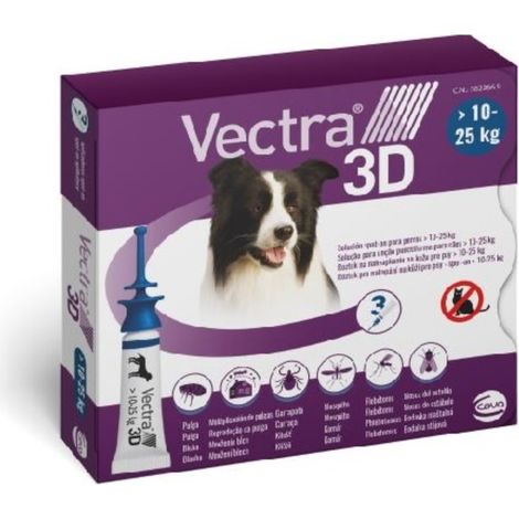 Ceva Antipara Pipettes Vectra 3D Medium Chiens 10-25 kg, 3 pipettes (1/2)