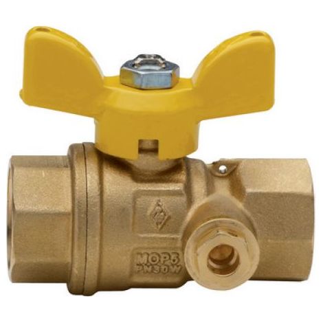 VALVOLA A SFERA PER GAS A PASSAGGIO TOTALE C/PRESA PRESSIONE FF 3/4"