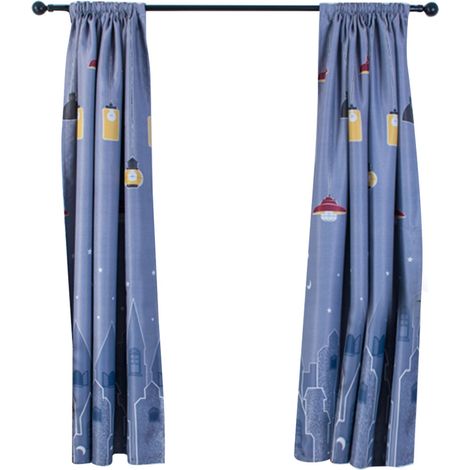 Rideaux décoratifs en polyester imprimé à motifs pour salon et chambre, gris (1/5)
