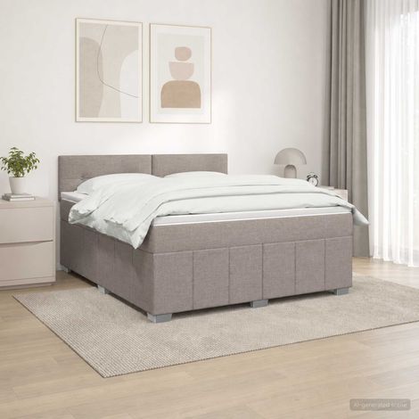 vidaXL Lit boxspring avec matelas Taupe 180 x 200 cm Tissu (1/5)