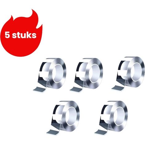 Ruban adhésif nano acrylique double face transparent sans résidus 2 cm de large et 1 m de long résistant (1/5)