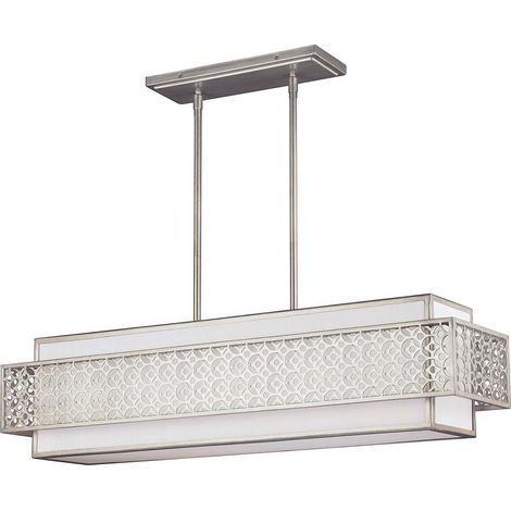 Elstead Kenney - Lampadario a 5 luci a soffitto a isola, barra a sospensione, argento, E27